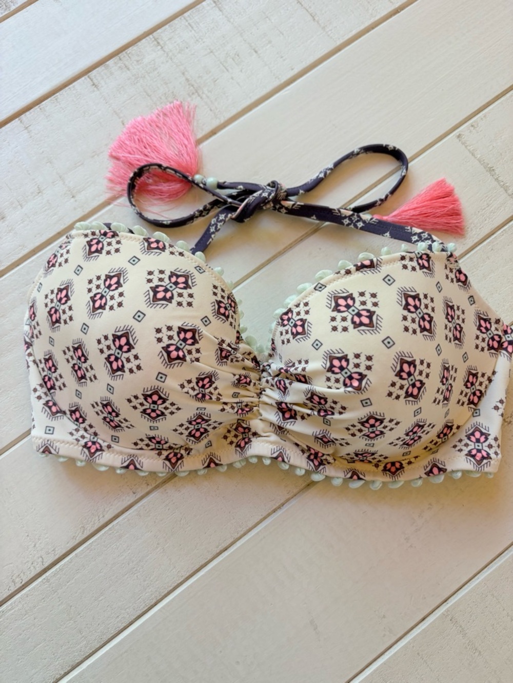 Victoria's Secret Pink, Purple, Mint, Cream Patterned Bikini Top
